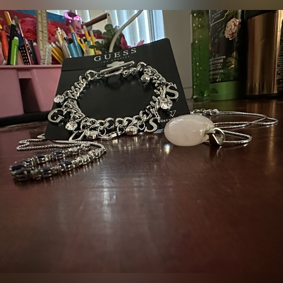 3-part exclusive Jewelry bundle NWOT(two 925 Necklaces and GUESS Charm Bracelet) - Picture 3 of 14